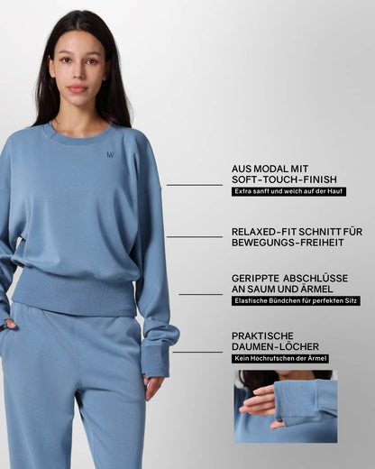 Loungewear - Langarmshirt mit Rippbündchen