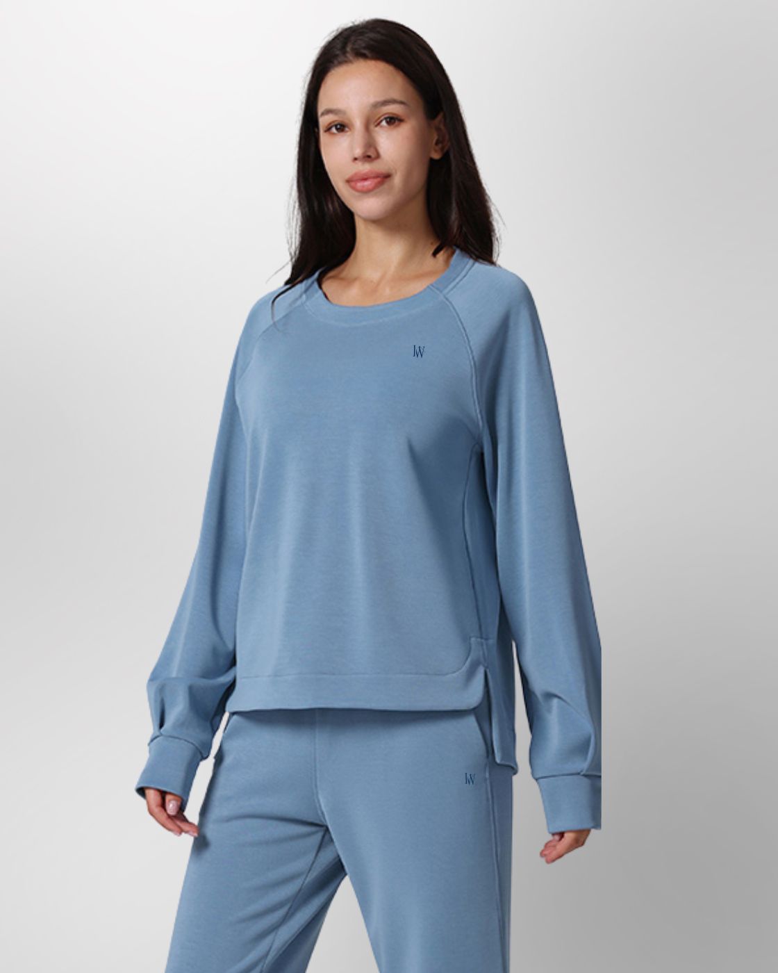 Loungewear - Langarmshirt mit High-Low-Schnitt