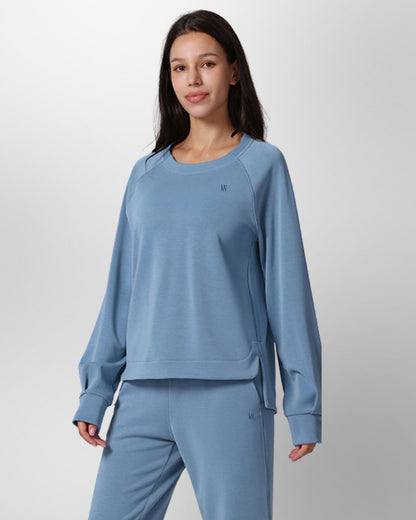 Loungewear - Langarmshirt mit High-Low-Schnitt