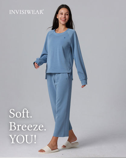 Loungewear - Langarmshirt mit High-Low-Schnitt