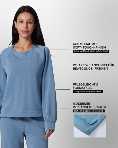 Loungewear - Langarmshirt mit High-Low-Schnitt