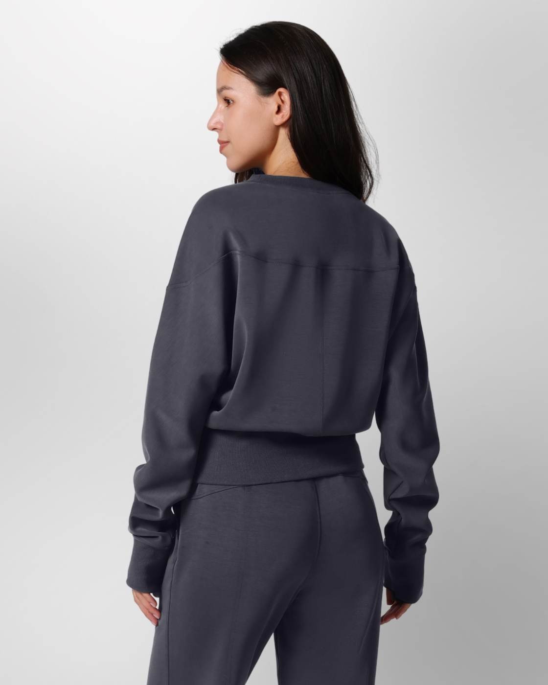 Loungewear - Langarmshirt mit Rippbündchen
