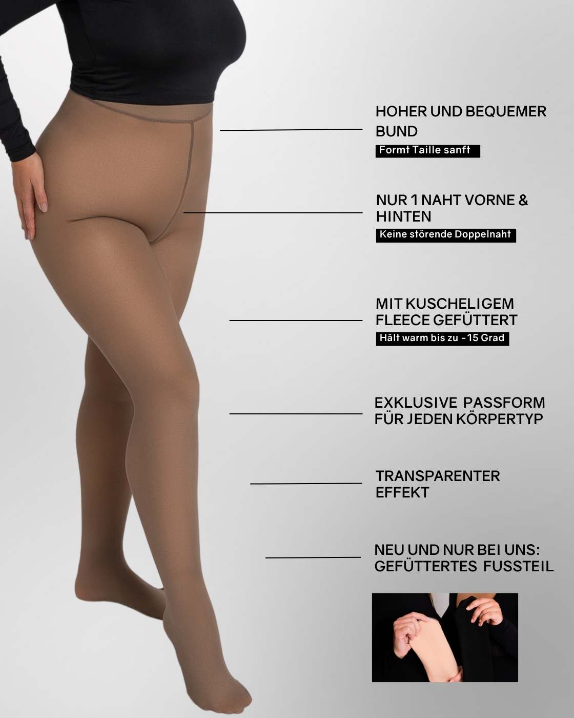 InvisiTights® | Fleece-lined Tights | WORLD’S FIRST with lined feet