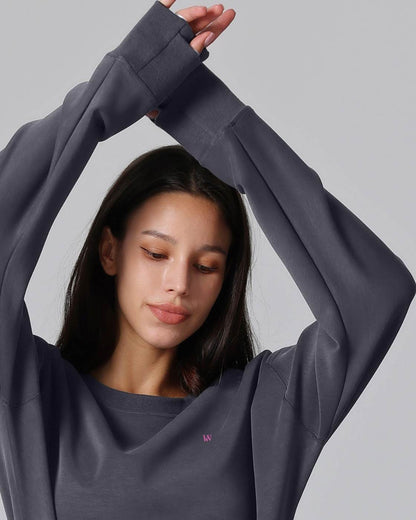 Loungewear - Langarmshirt mit Rippbündchen