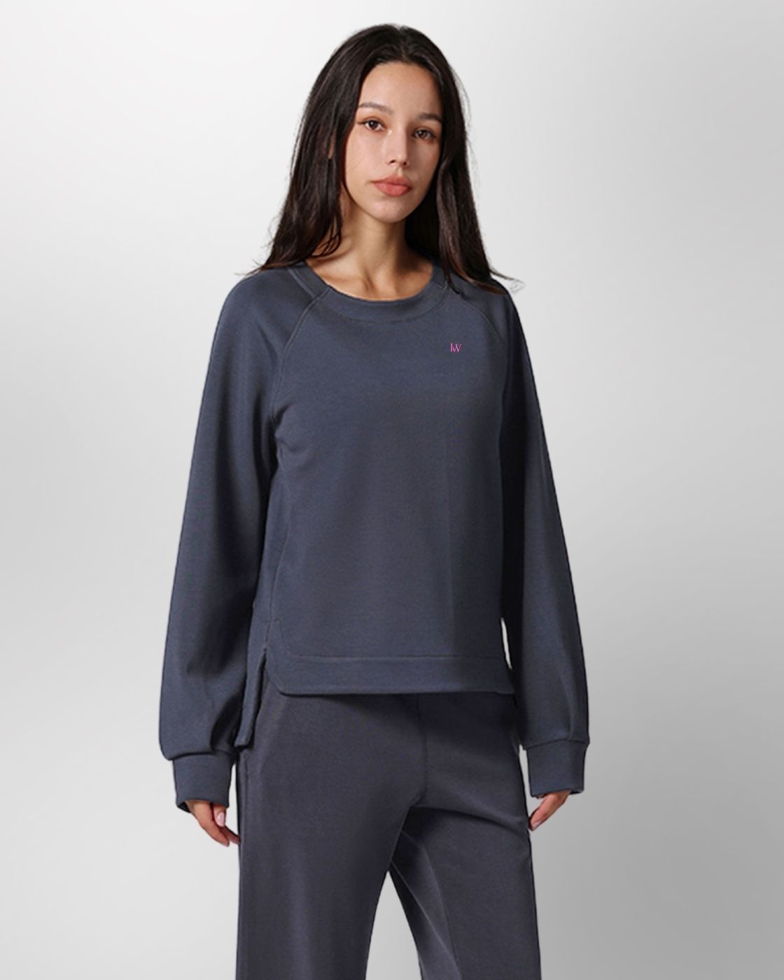 Loungewear - Langarmshirt mit High-Low-Schnitt