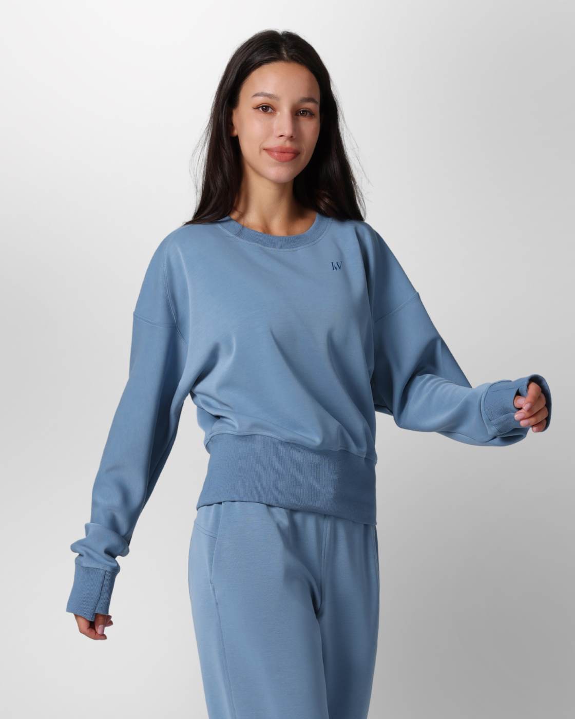 Loungewear - Langarmshirt mit Rippbündchen