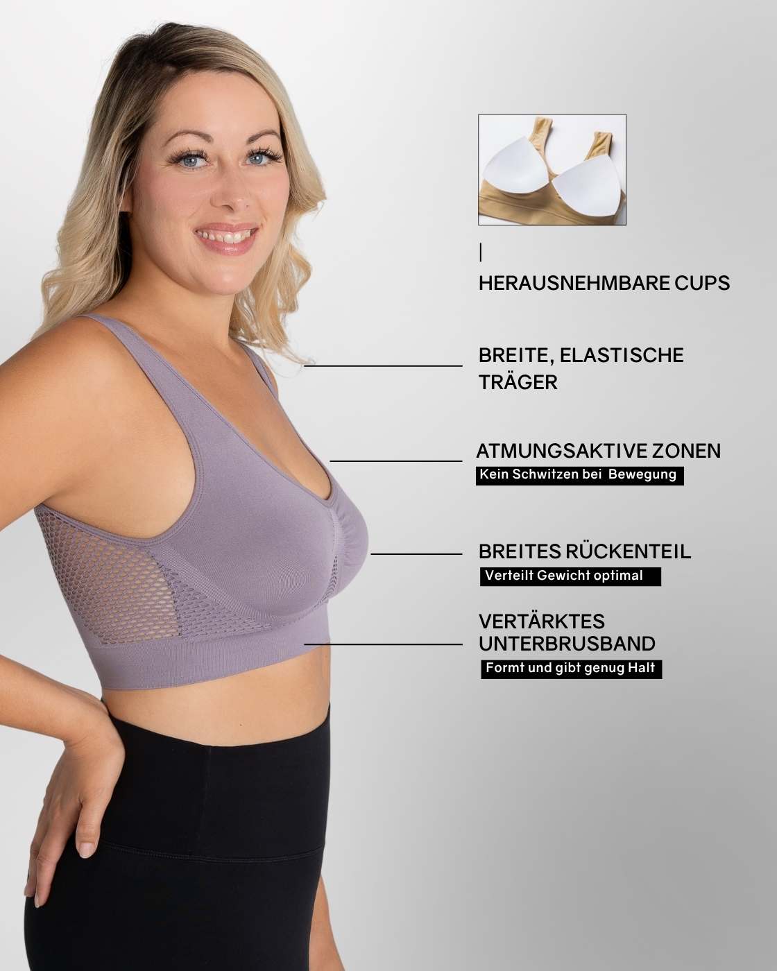 InvisiBra "Air" - Comfortable Wireless Sports Bra