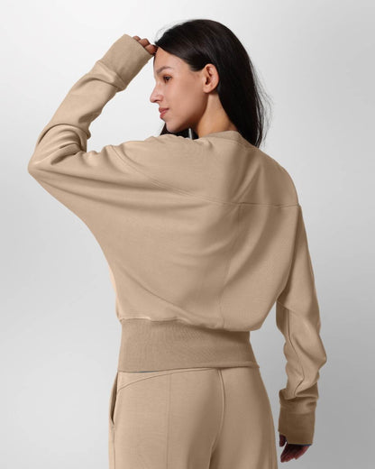 Loungewear - Langarmshirt mit Rippbündchen