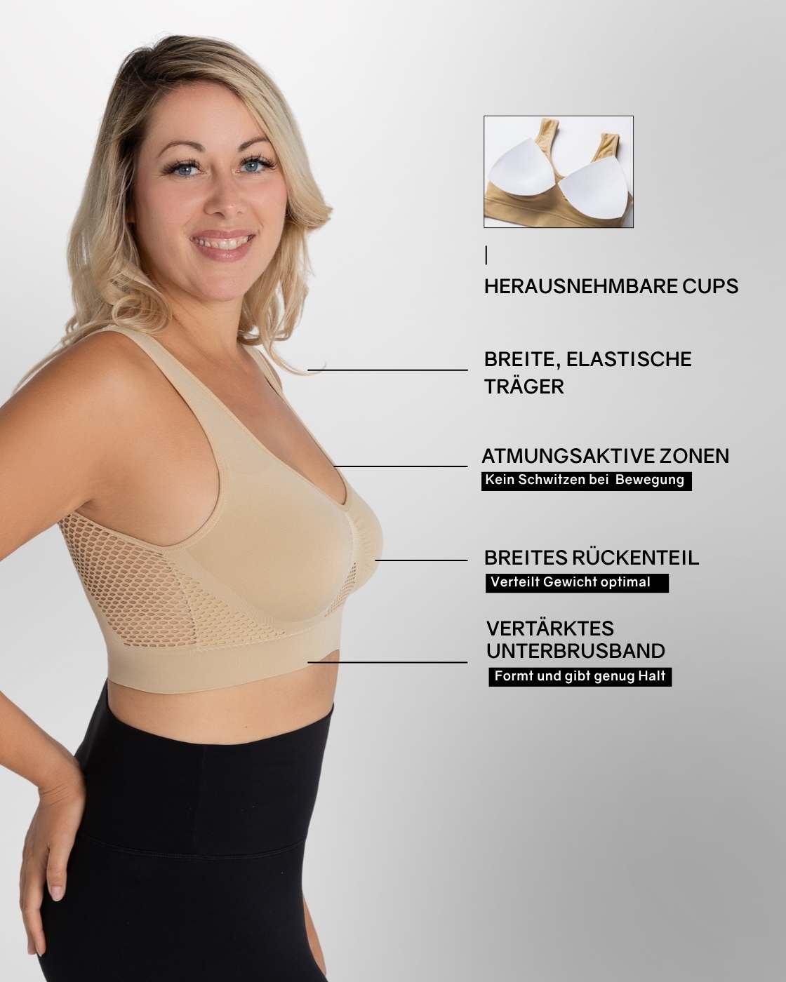 InvisiBra "Air" - Comfortable Wireless Sports Bra