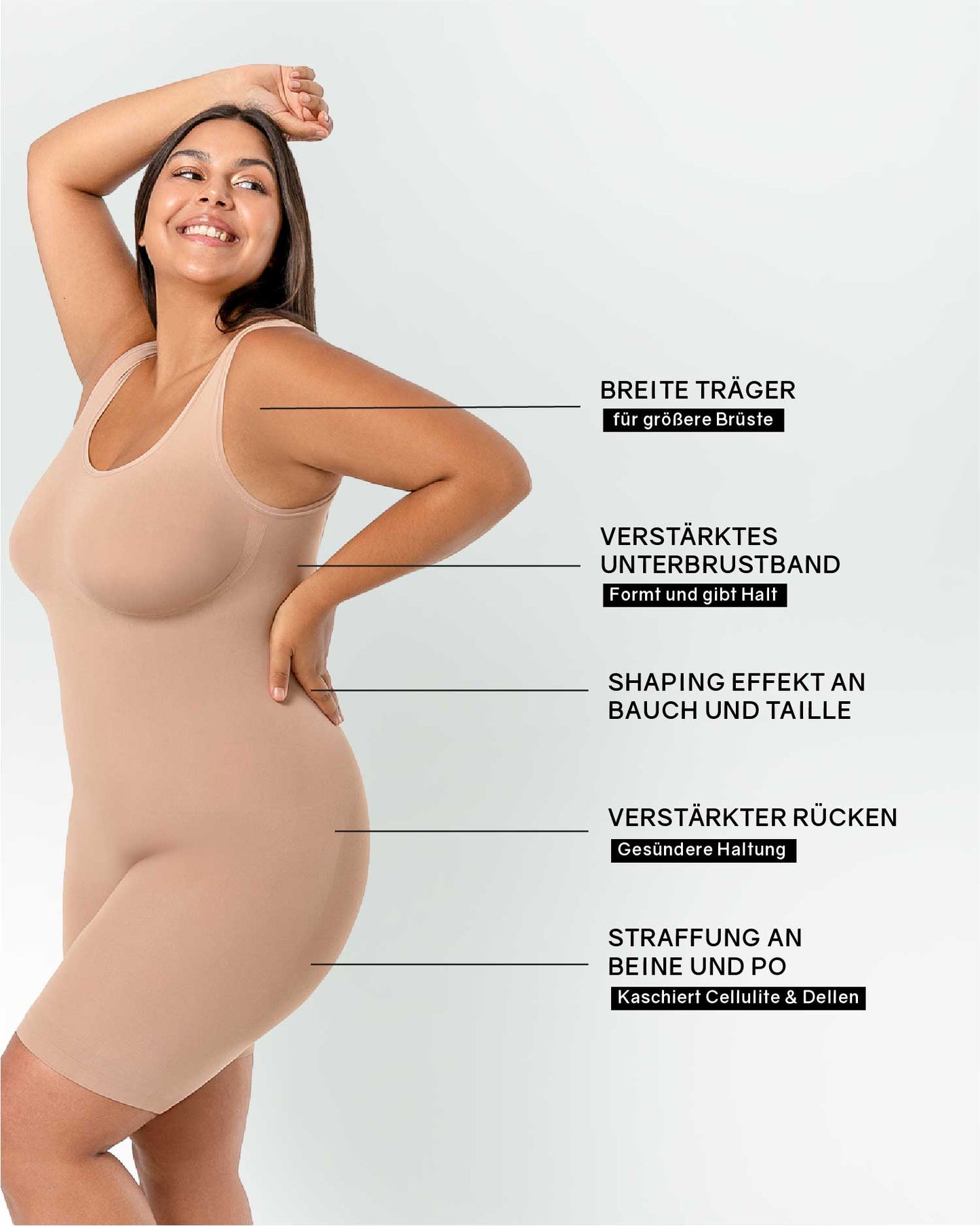 PREMIUM | Shapewear Shorts Bodysuit | extra wide straps | Eco 🌱