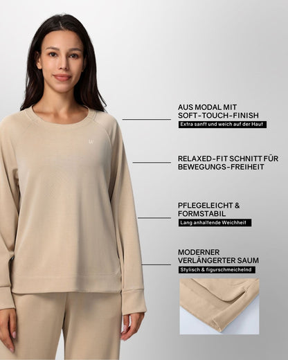 Loungewear - Langarmshirt mit High-Low-Schnitt