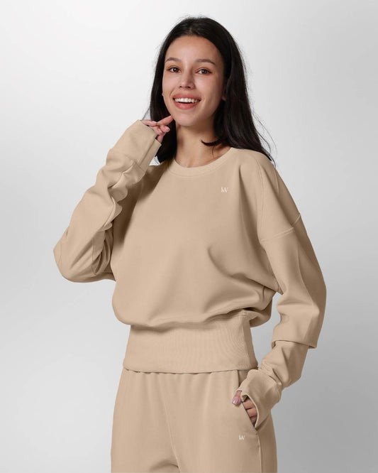Loungewear - Langarmshirt mit Rippbündchen