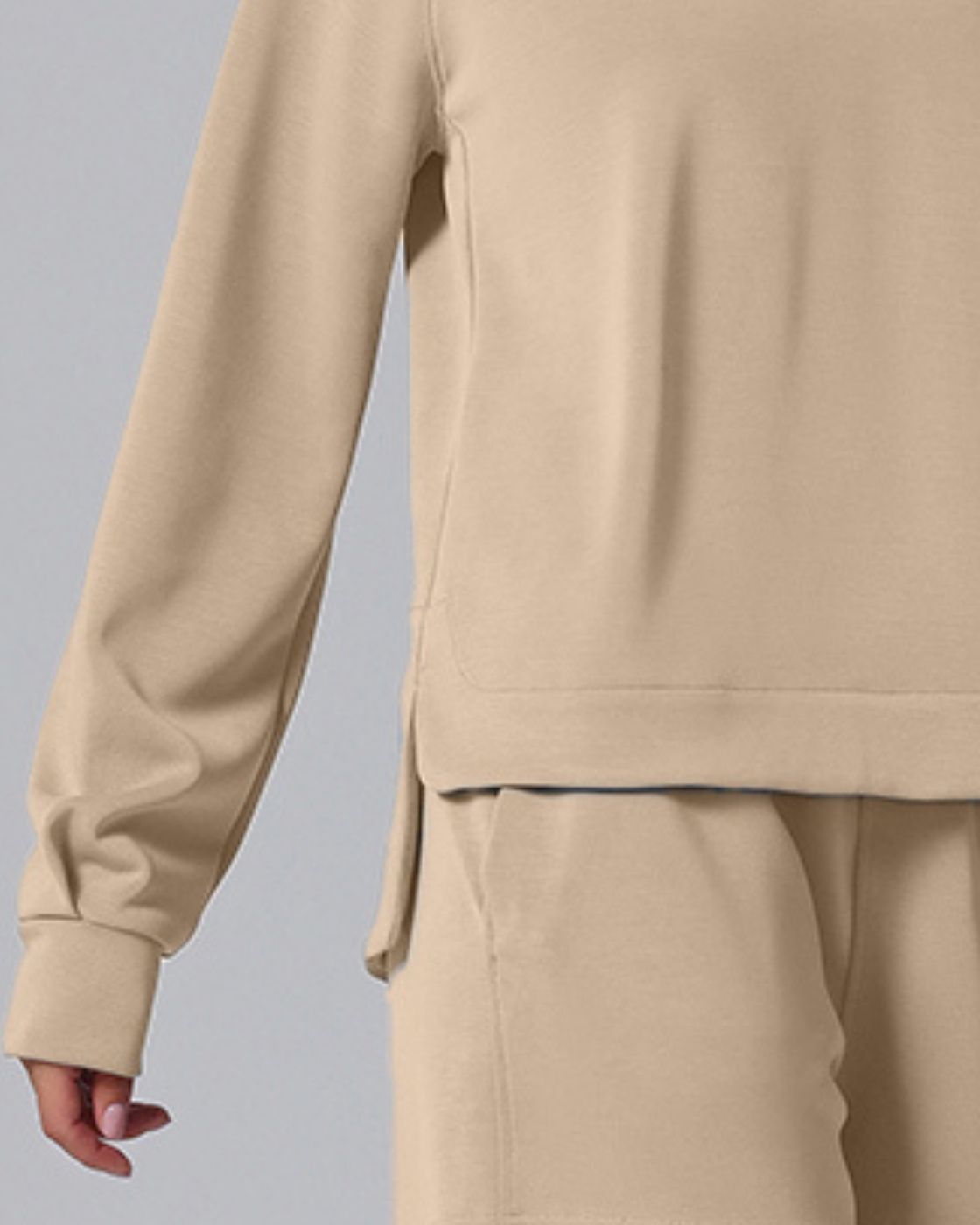 Loungewear - Langarmshirt mit High-Low-Schnitt