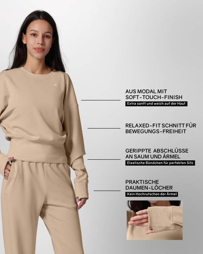 Loungewear - Langarmshirt mit Rippbündchen