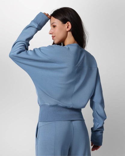 Loungewear - Langarmshirt mit Rippbündchen