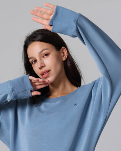 Loungewear - Langarmshirt mit Rippbündchen