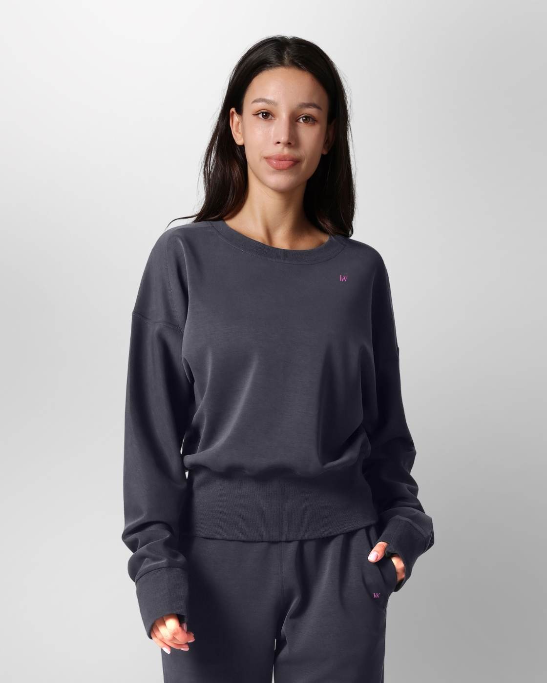 Loungewear - Langarmshirt mit Rippbündchen