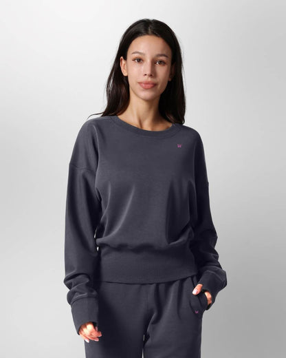 Loungewear - Langarmshirt mit Rippbündchen